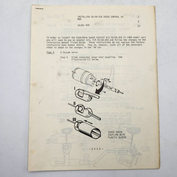 Saab 900 Speed Control Fitting Instructions Manual 655332 a - Picture 2 of 2
